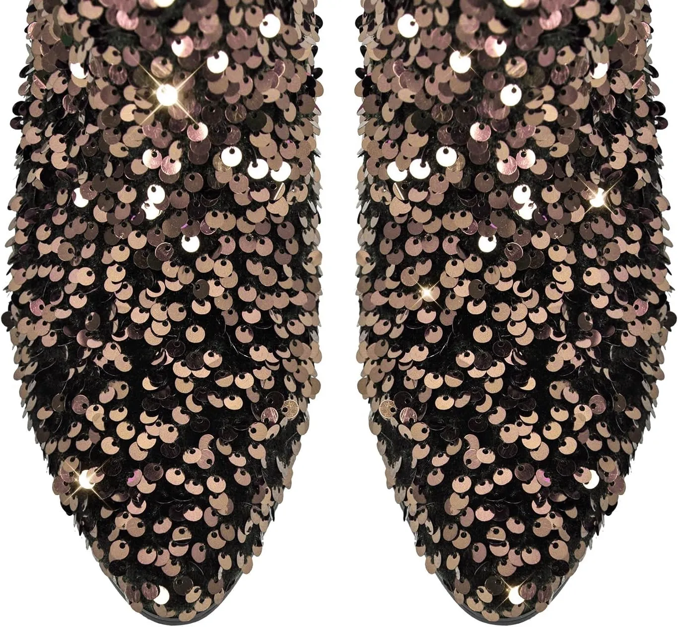 richealnini Sparkling Western Cowboy Boots with Sequins Women's Pull-On Tab Embroidered Mid Calf Boots Wedding Party Dress