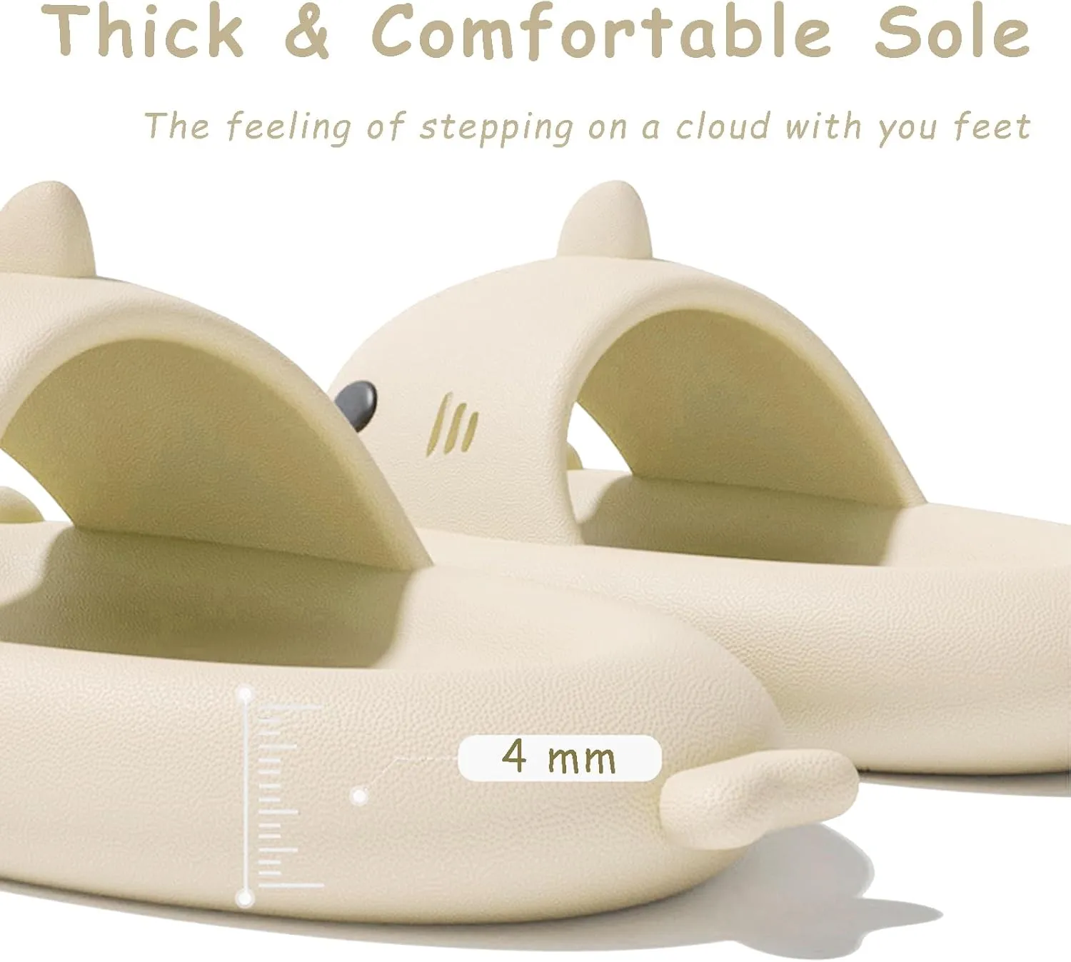 rosyclo Shark Slides for Women and Men, Cute Shark Slippers Adult Youth Cloudy Summer Soft Lightweight Anti-Slip Thick Sole Beach House Cloud Cushioned Shower Slide Sandals Indoor Outdoor
