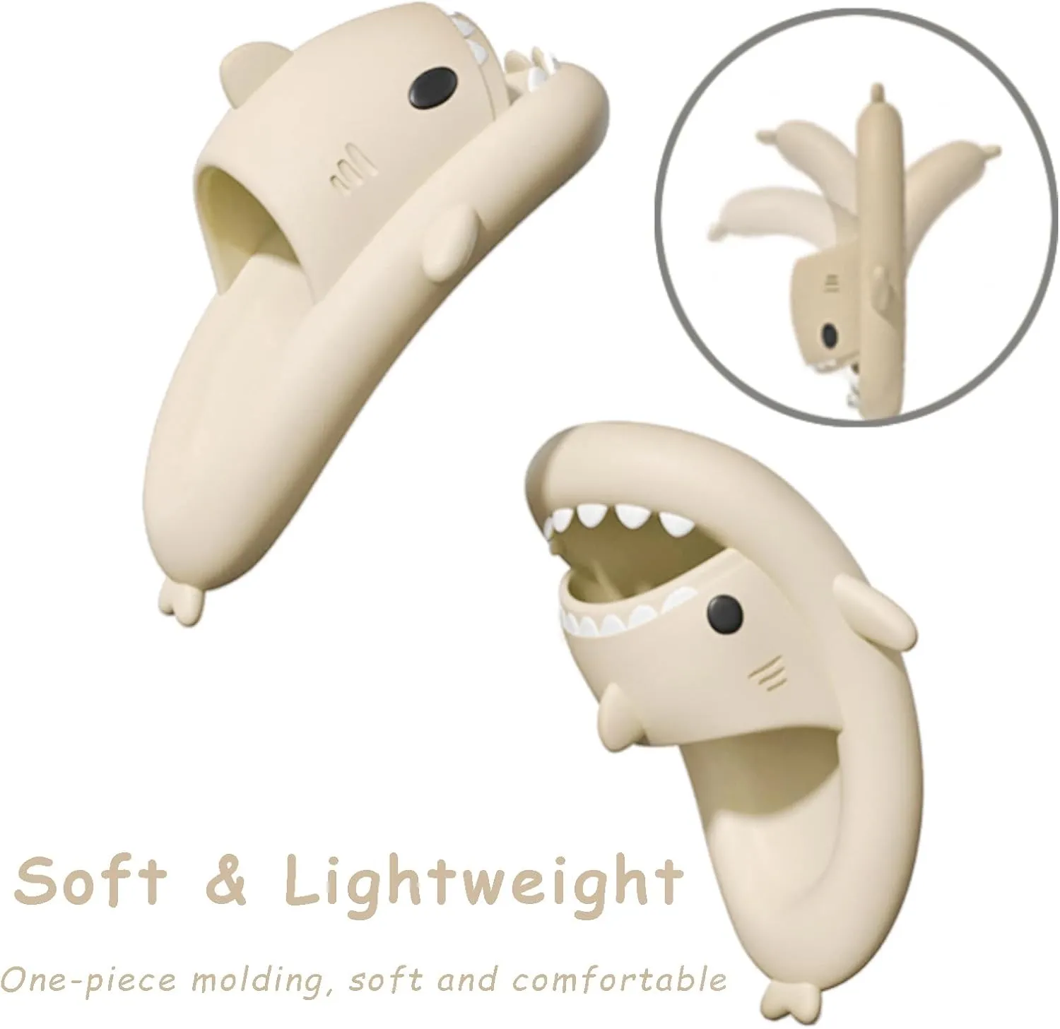 rosyclo Shark Slides for Women and Men, Cute Shark Slippers Adult Youth Cloudy Summer Soft Lightweight Anti-Slip Thick Sole Beach House Cloud Cushioned Shower Slide Sandals Indoor Outdoor