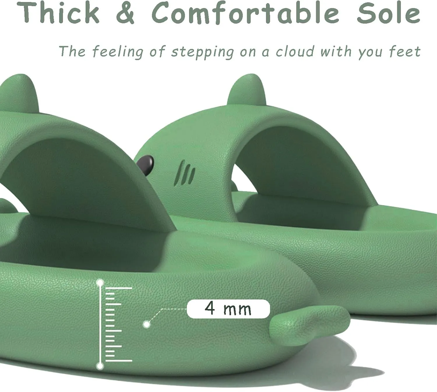 rosyclo Shark Slides for Women and Men, Cute Shark Slippers Adult Youth Cloudy Summer Soft Lightweight Anti-Slip Thick Sole Beach House Cloud Cushioned Shower Slide Sandals Indoor Outdoor