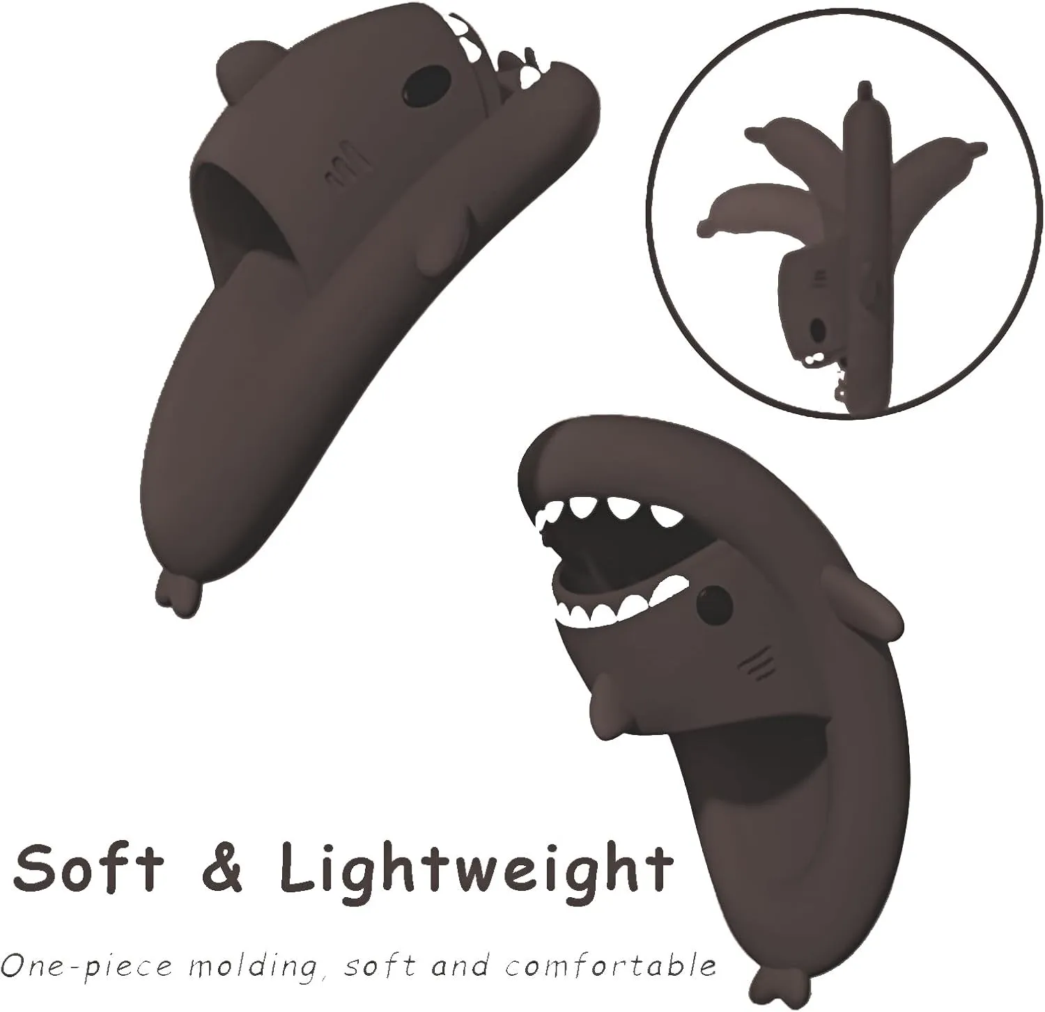 rosyclo Shark Slides for Women and Men, Cute Shark Slippers Adult Youth Cloudy Summer Soft Lightweight Anti-Slip Thick Sole Beach House Cloud Cushioned Shower Slide Sandals Indoor Outdoor