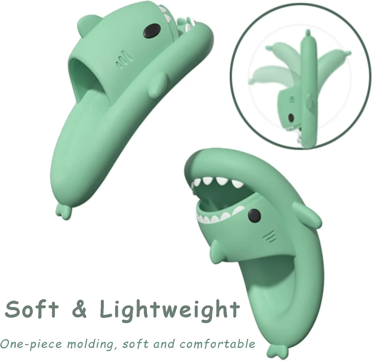 rosyclo Shark Slides for Women and Men, Cute Shark Slippers Adult Youth Cloudy Summer Soft Lightweight Anti-Slip Thick Sole Beach House Cloud Cushioned Shower Slide Sandals Indoor Outdoor