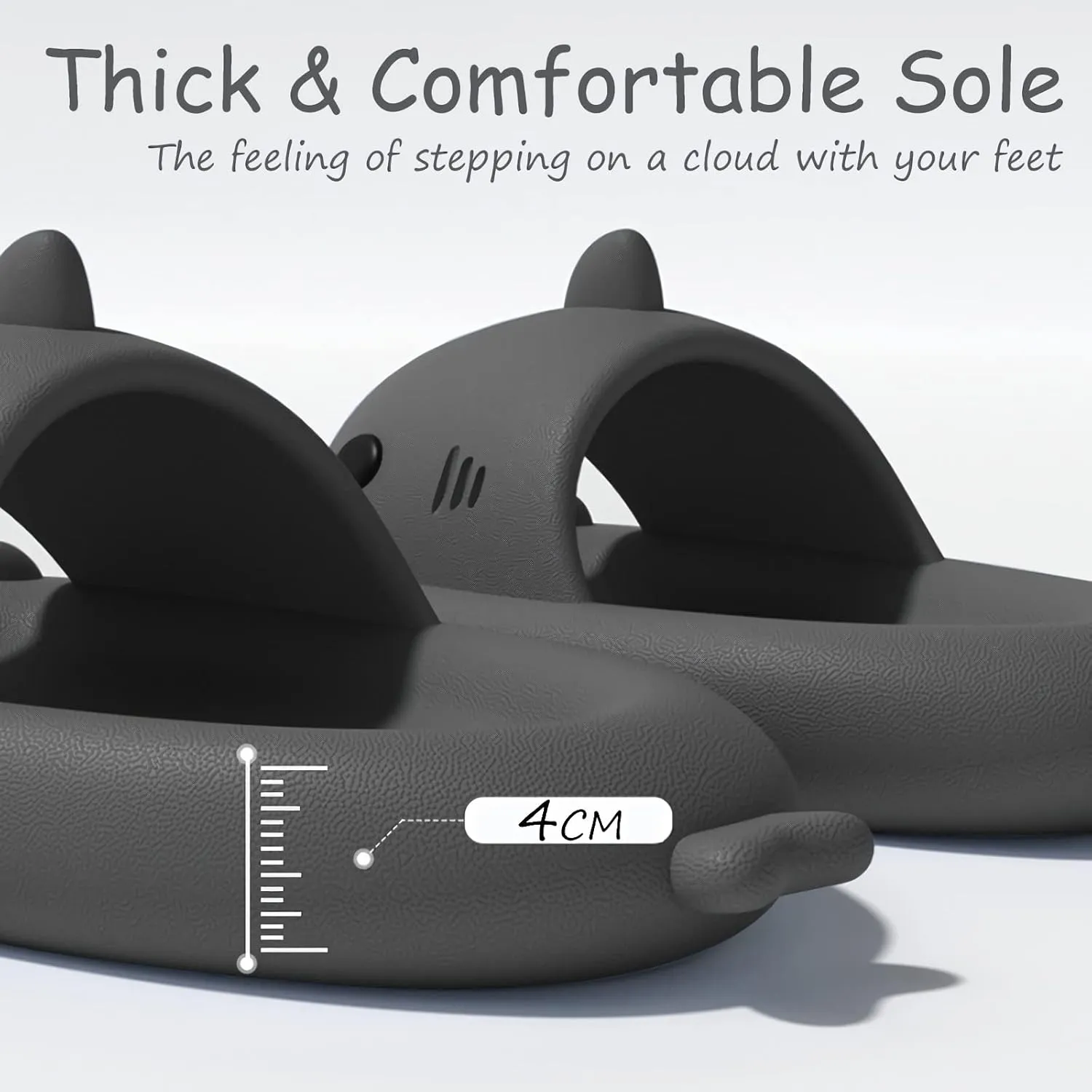 rosyclo Shark Slides for Women and Men, Cute Shark Slippers Adult Youth Cloudy Summer Soft Lightweight Anti-Slip Thick Sole Beach House Cloud Cushioned Shower Slide Sandals Indoor Outdoor
