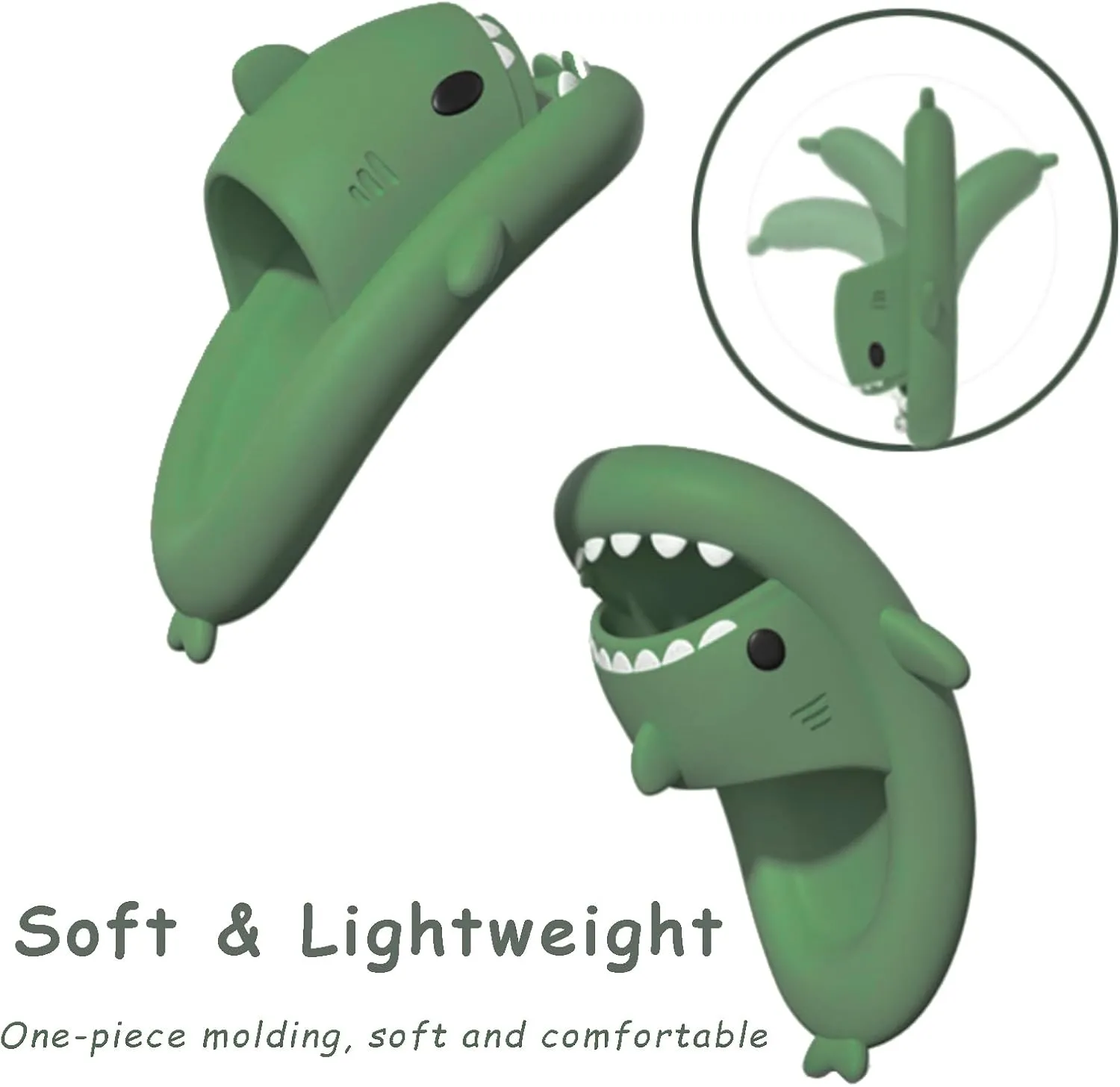 rosyclo Shark Slides for Women and Men, Cute Shark Slippers Adult Youth Cloudy Summer Soft Lightweight Anti-Slip Thick Sole Beach House Cloud Cushioned Shower Slide Sandals Indoor Outdoor