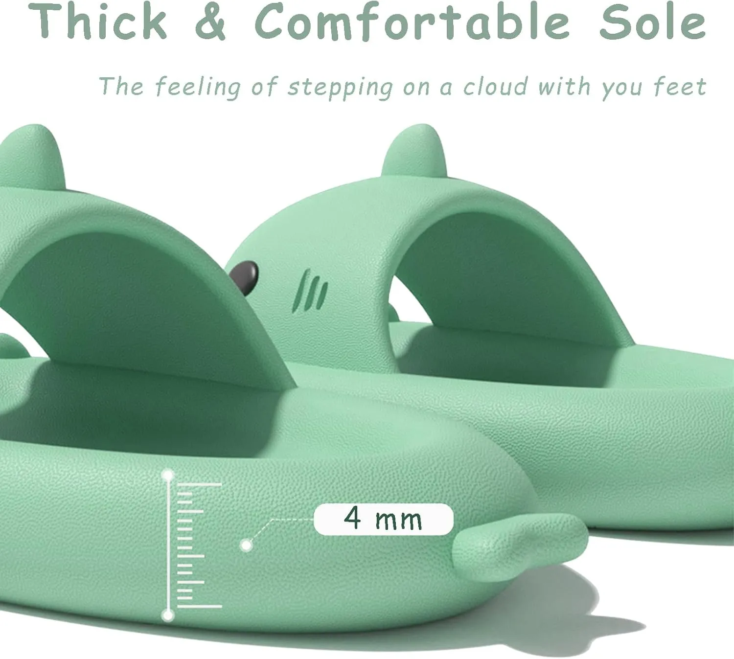 rosyclo Shark Slides for Women and Men, Cute Shark Slippers Adult Youth Cloudy Summer Soft Lightweight Anti-Slip Thick Sole Beach House Cloud Cushioned Shower Slide Sandals Indoor Outdoor