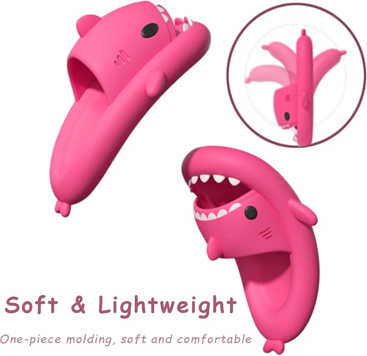 rosyclo Shark Slides for Women and Men, Cute Shark Slippers Adult Youth Cloudy Summer Soft Lightweight Anti-Slip Thick Sole Beach House Cloud Cushioned Shower Slide Sandals Indoor Outdoor