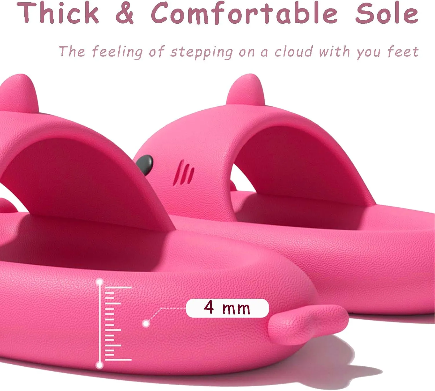 rosyclo Shark Slides for Women and Men, Cute Shark Slippers Adult Youth Cloudy Summer Soft Lightweight Anti-Slip Thick Sole Beach House Cloud Cushioned Shower Slide Sandals Indoor Outdoor