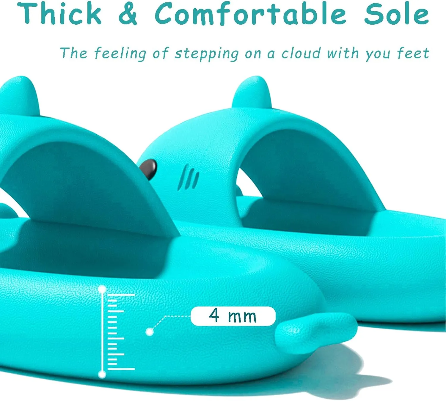 rosyclo Shark Slides for Women and Men, Cute Shark Slippers Adult Youth Cloudy Summer Soft Lightweight Anti-Slip Thick Sole Beach House Cloud Cushioned Shower Slide Sandals Indoor Outdoor