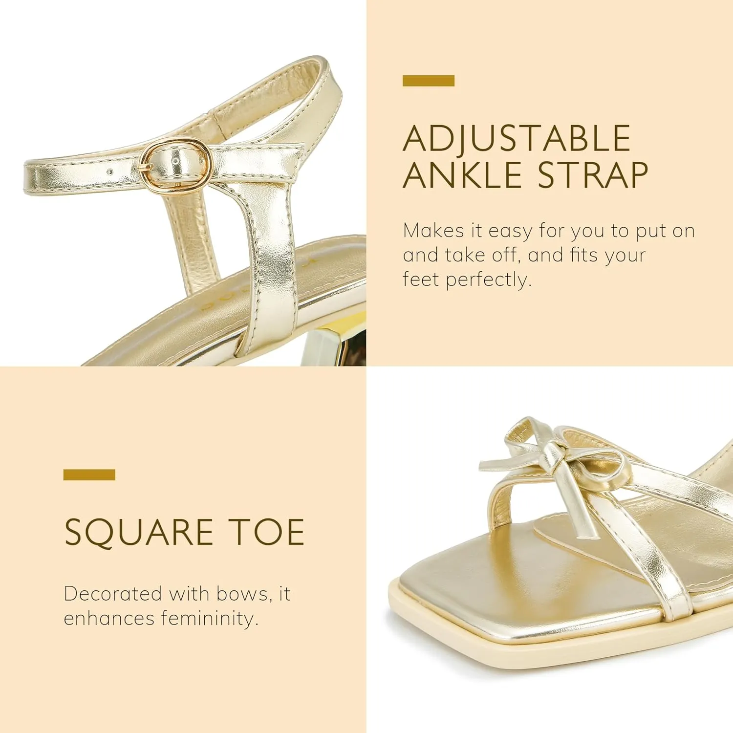 rsxses High Heels for Women Bow Block Chunky Heels Square Open Toe Sandals Wedding Dress Party Strappy Heels