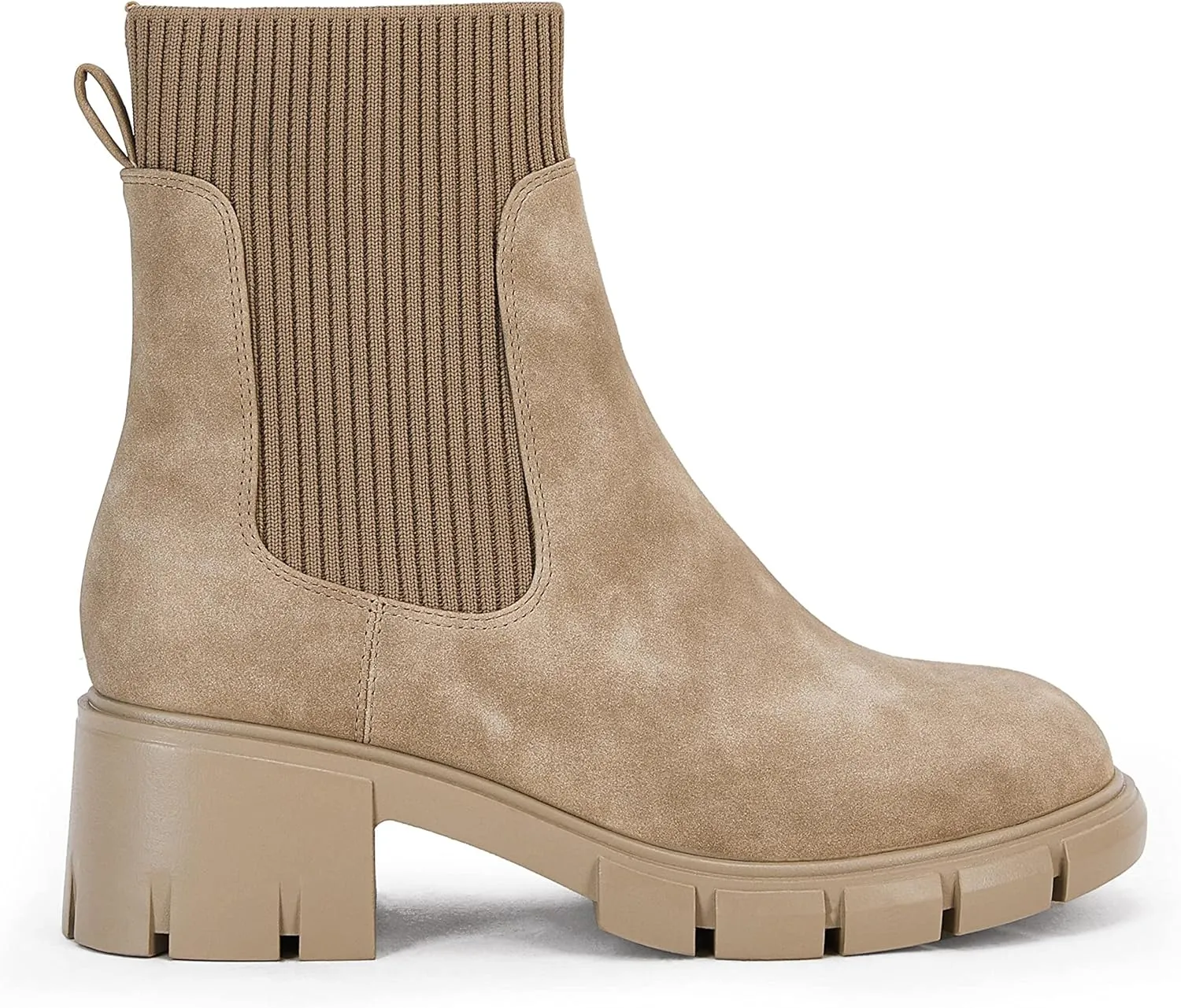Ruanyu Womens Platform Ankle Boots Elastic Chunky Block Heel Chelsea Booties Lug Sole Non-Slip Combat Shoes
