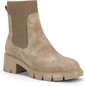 Ruanyu Womens Platform Ankle Boots Elastic Chunky Block Heel Chelsea Booties Lug Sole Non-Slip Combat Shoes