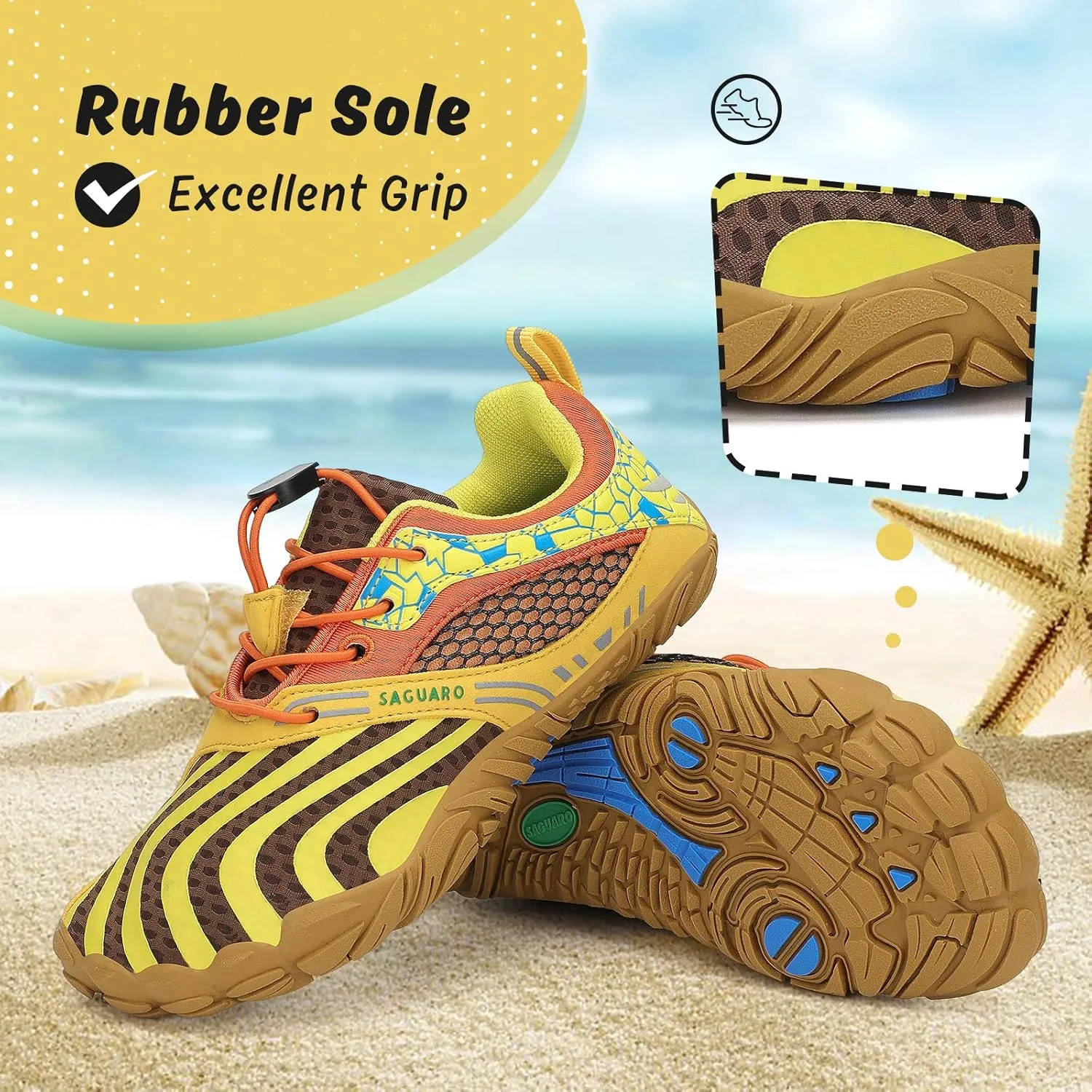 SAGUARO Kids' Barefoot Shoes Boys Girls Quick Dry Aqua Athletic Sneakers Lightweight Sport Footwear Toddler Water Shoes