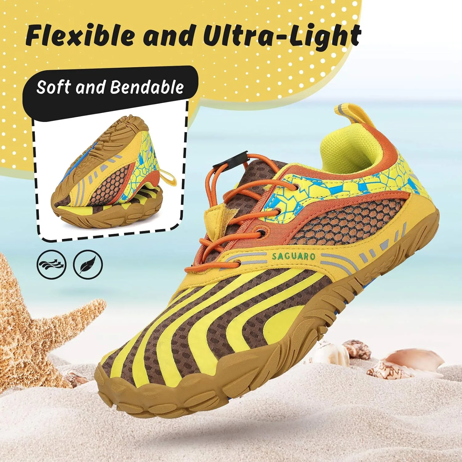 SAGUARO Kids' Barefoot Shoes Boys Girls Quick Dry Aqua Athletic Sneakers Lightweight Sport Footwear Toddler Water Shoes