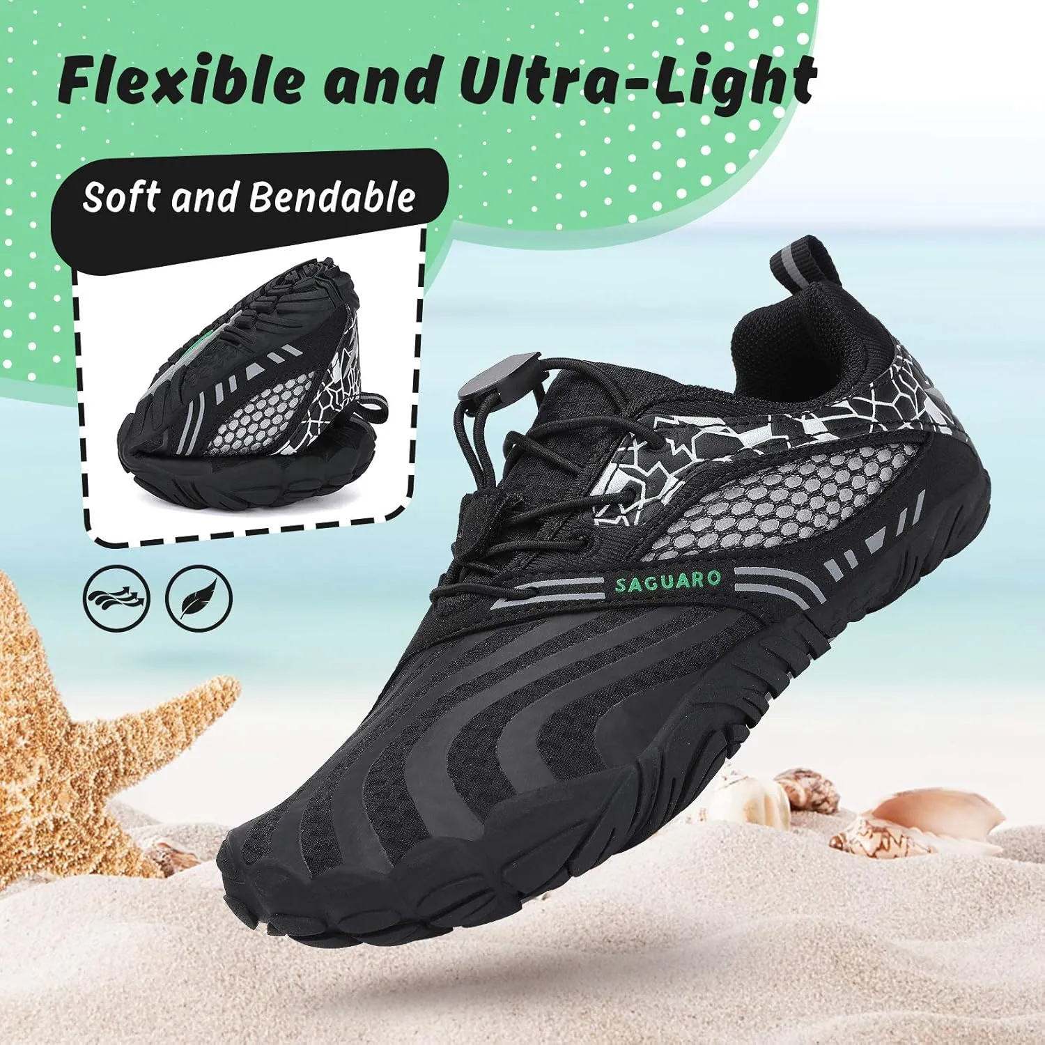 SAGUARO Kids' Barefoot Shoes Boys Girls Quick Dry Aqua Athletic Sneakers Lightweight Sport Footwear Toddler Water Shoes