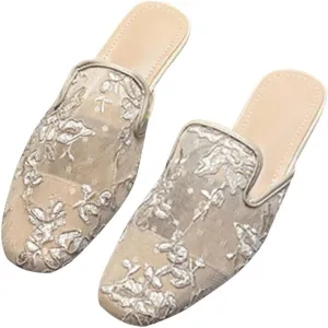 SAILING LU Square Toe Mules for Women Casual Backless Shoes Solid Color Flat Slip ons Comfort Summer Sandals