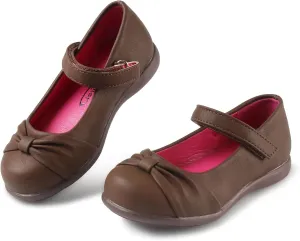 Samilor Girl Shoes Mary Jane Shoes for Toddler Comfortable School Uniform Dress Shoes,Brown Little Kid 3