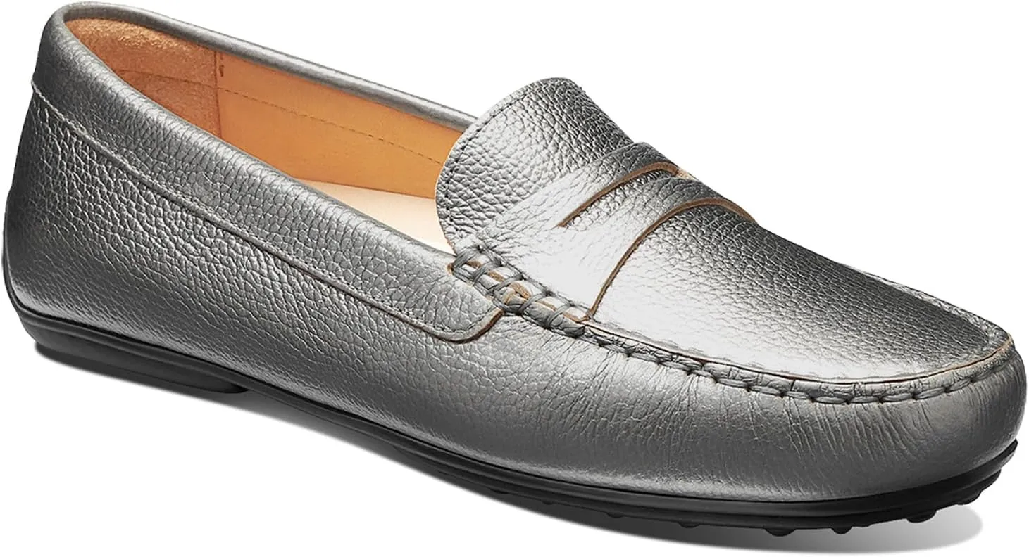Samuel Hubbard Free Spirit for Her - Loafers for Women - Suede Interior - Rubber Outsole - Penny Keeper Strap Pewter Leather 7.5 B - Medium