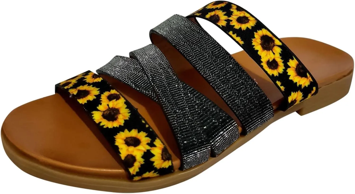 Sandals Fashion Strappy Braided Slip On Flat Summer Shoes Slides Open Toe Comfortable Flats Slippers Low Heel Elastic Band Trendy Sandal Daisy Beach Slipper Casual Slide Dressy Flip Flops
