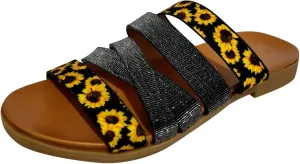 Sandals Fashion Strappy Braided Slip On Flat Summer Shoes Slides Open Toe Comfortable Flats Slippers Low Heel Elastic Band Trendy Sandal Daisy Beach Slipper Casual Slide Dressy Flip Flops