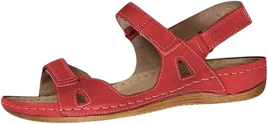 Sandals for Women Orthopedic Shoes Comfortable Dressy Low Open Toe Wedge Sandal Summer Slip On Walking Casual Hook Loop 2025 Platform Breathable Trendy Flat Fish Mouth Going Out Shoe