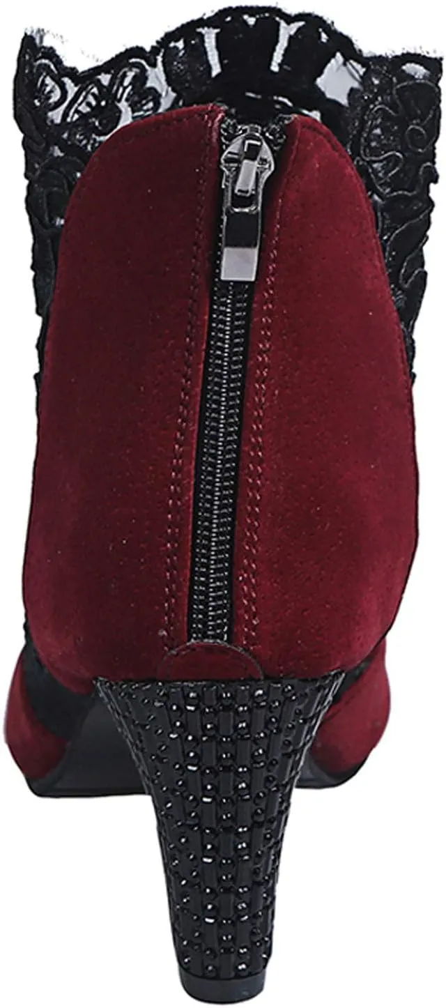 Sandals Women Dressy Summer, Sandals for Women Sexy Hollow Floral Lace Chunky High Heels Platform Boots Casual Boots