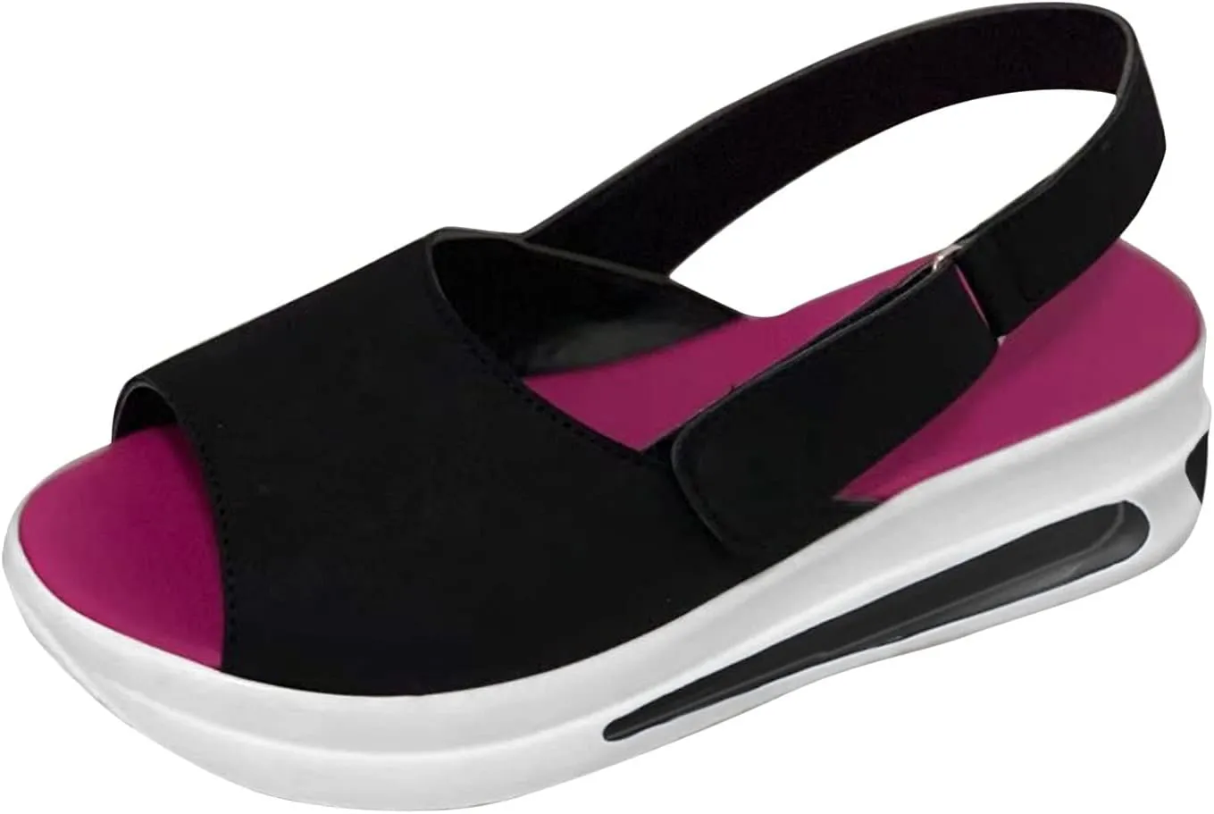 Sandals Women Wedges Platform,Wedge Sandals for Women Summer 2023 Women's Beach Casual Sandals Espadrilles Sandals Ankle Strap Buckle Open Toe Wedge Sandal Flip Flops Outdoor Sandals (A/Black, 8)