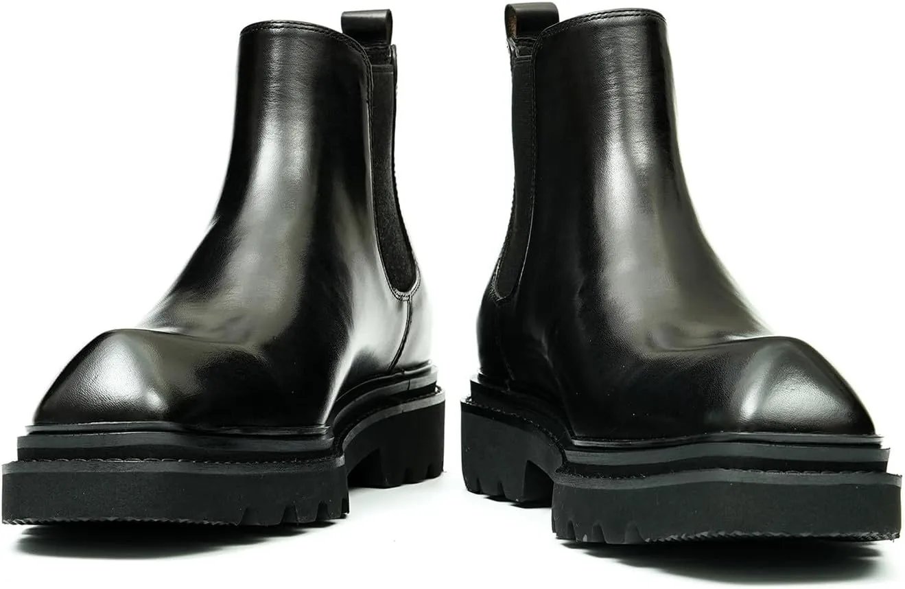Santimon Mens Chelsea Boots Formal Dress Ankle Boots Fashion Genunie Leather Plain Toe Prom Chukka Boots Tuxedo Wedding Dress Business Causal Lightweight Western Boots for Men