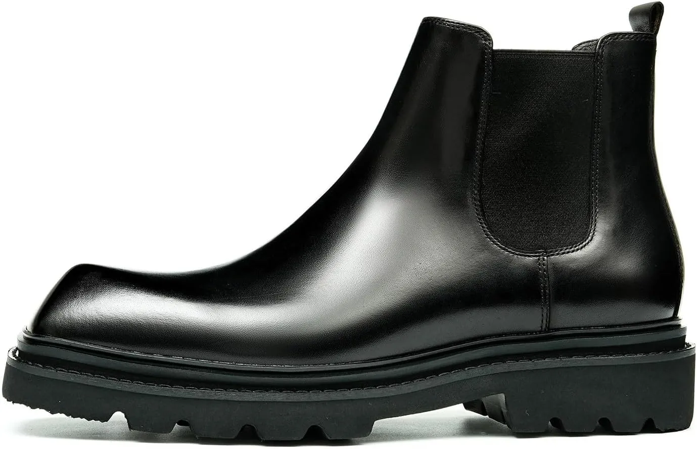 Santimon Mens Chelsea Boots Formal Dress Ankle Boots Fashion Genunie Leather Plain Toe Prom Chukka Boots Tuxedo Wedding Dress Business Causal Lightweight Western Boots for Men