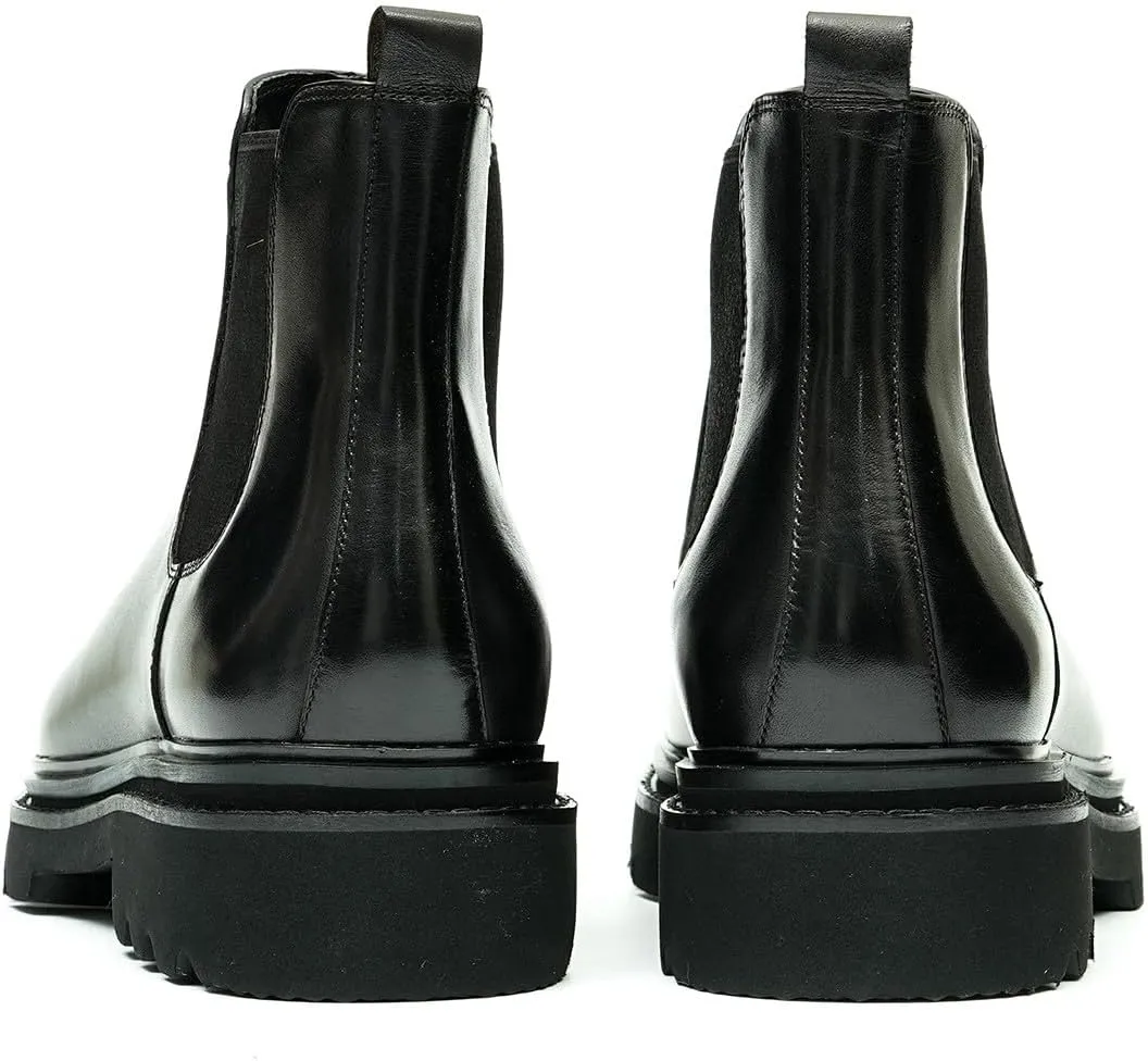 Santimon Mens Chelsea Boots Formal Dress Ankle Boots Fashion Genunie Leather Plain Toe Prom Chukka Boots Tuxedo Wedding Dress Business Causal Lightweight Western Boots for Men