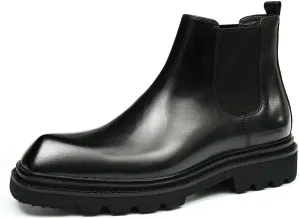 Santimon Mens Chelsea Boots Formal Dress Ankle Boots Fashion Genunie Leather Plain Toe Prom Chukka Boots Tuxedo Wedding Dress Business Causal Lightweight Western Boots for Men