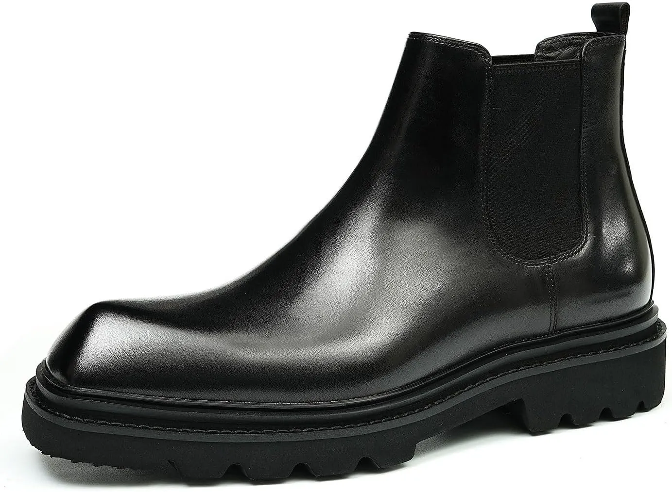 Santimon Mens Chelsea Boots Formal Dress Ankle Boots Fashion Genunie Leather Plain Toe Prom Chukka Boots Tuxedo Wedding Dress Business Causal Lightweight Western Boots for Men