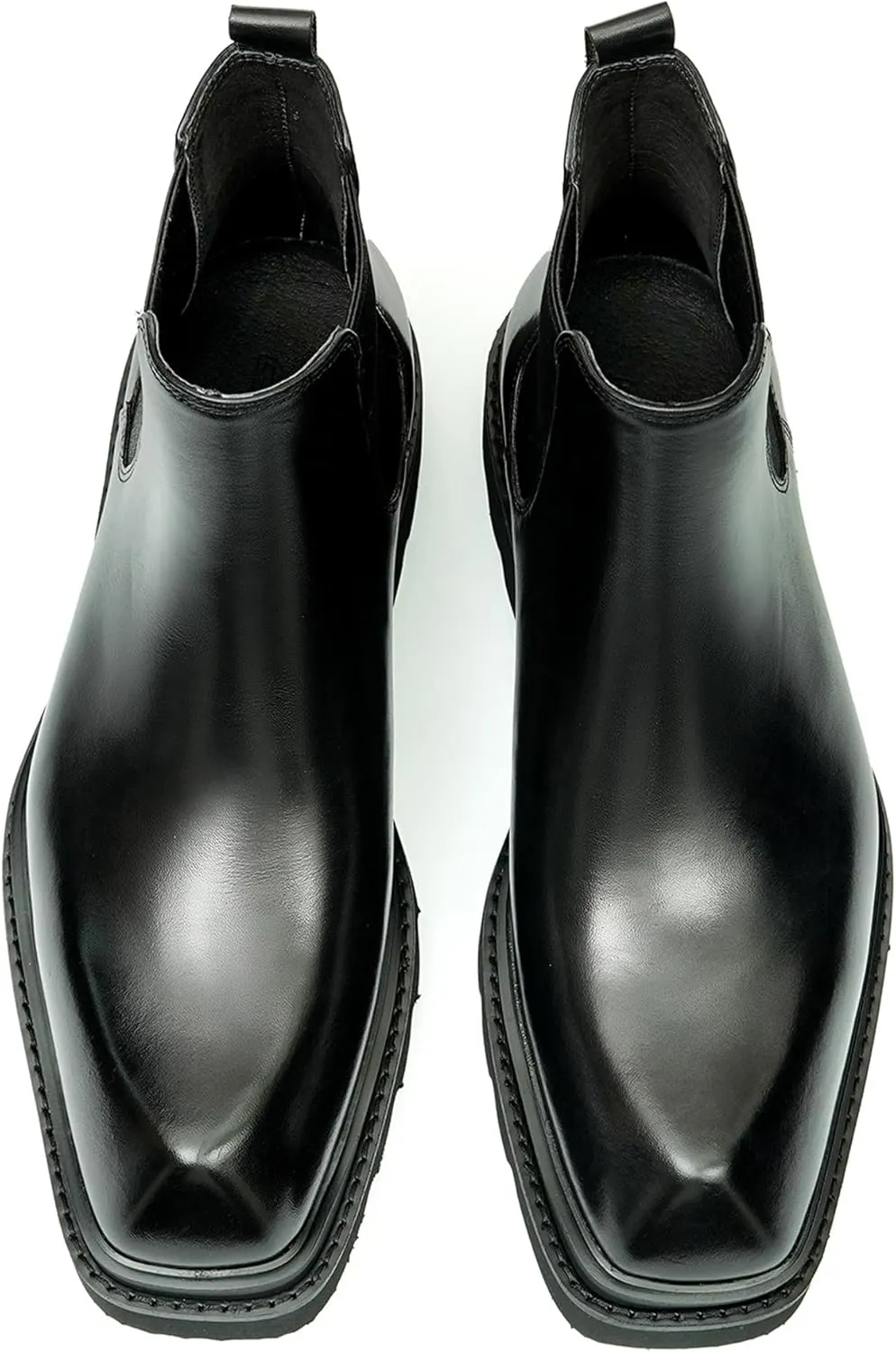Santimon Mens Chelsea Boots Formal Dress Ankle Boots Fashion Genunie Leather Plain Toe Prom Chukka Boots Tuxedo Wedding Dress Business Causal Lightweight Western Boots for Men