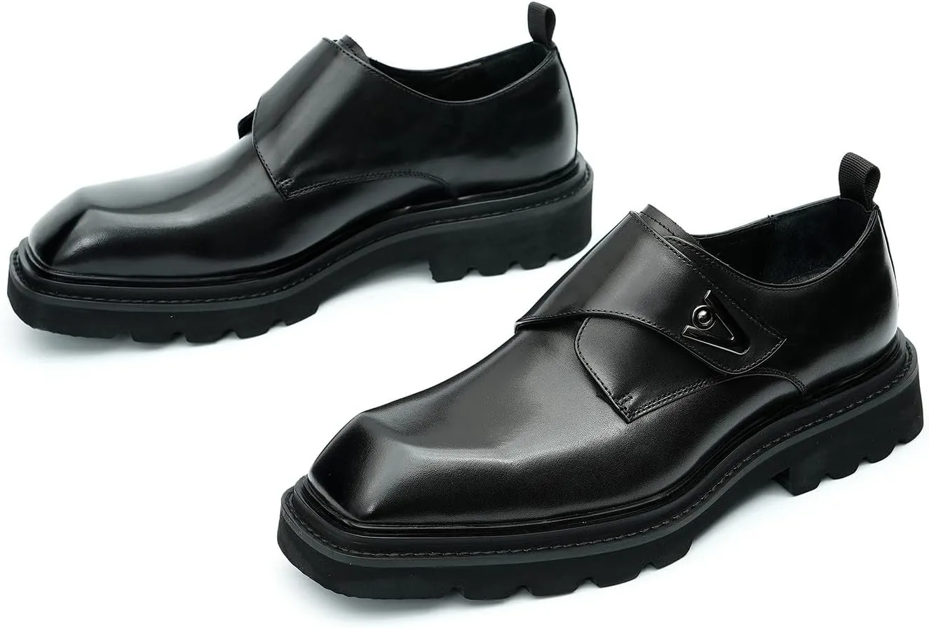 Santimon Mens Loafers Leather Dress Casual Slip On Walking Shoes Business Fashion Backstrap Sneakers Dress Shoes for Men Boys