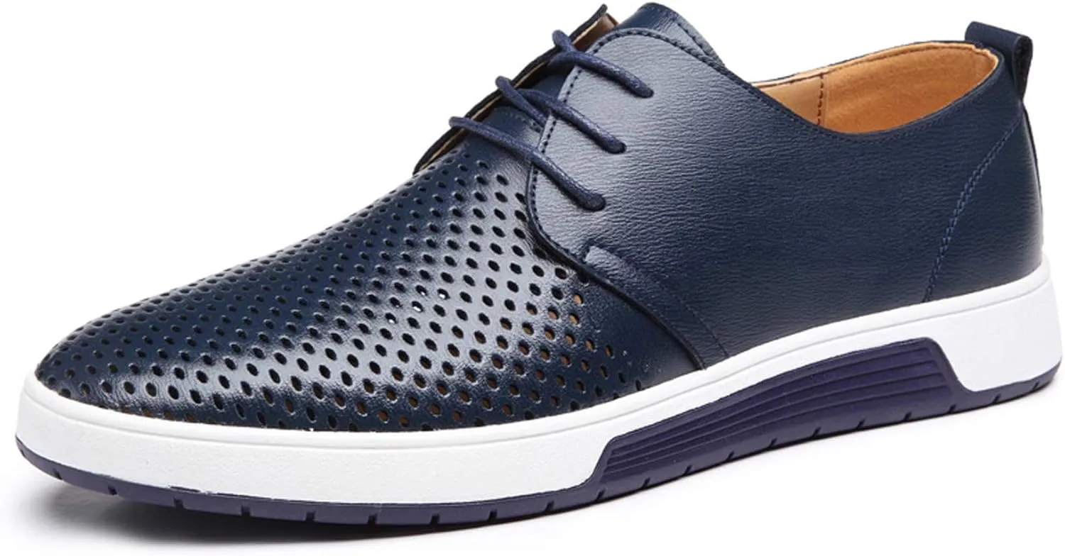 Santimon Men's Oxfords Shoes Casual Lace Up Breathable Formal Dress Mens Slip On Sneakers
