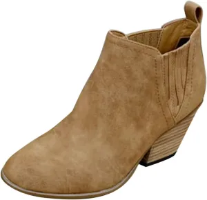 SBGMoSJ Women's Ankle Boots & Booties 7.5 Wide Blue Ankle Booties for Women Dressy V Cutout Ankle Boots for Women Beige Booties for Women Chunky Heel Red Cowboy Booties Women Ankle Boots