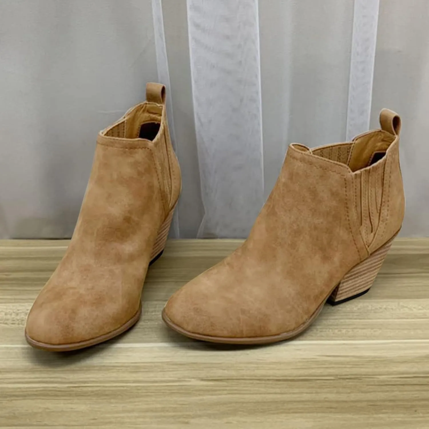 SBGMoSJ Women's Ankle Boots & Booties 7.5 Wide Blue Ankle Booties for Women Dressy V Cutout Ankle Boots for Women Beige Booties for Women Chunky Heel Red Cowboy Booties Women Ankle Boots