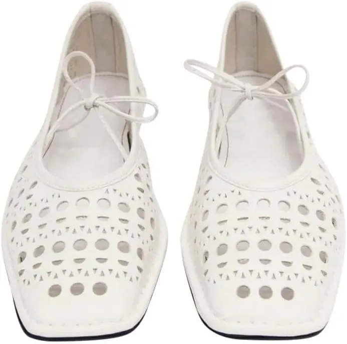 Seborluys Lace Up Square Toe Ballet Flats Shoes for Women Mary Jane Flat Shoe Breathable Leather Loafers Comfortable Slip-On Summer Ballerina Footwear for 2025