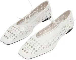 Seborluys Lace Up Square Toe Ballet Flats Shoes for Women Mary Jane Flat Shoe Breathable Leather Loafers Comfortable Slip-On Summer Ballerina Footwear for 2025