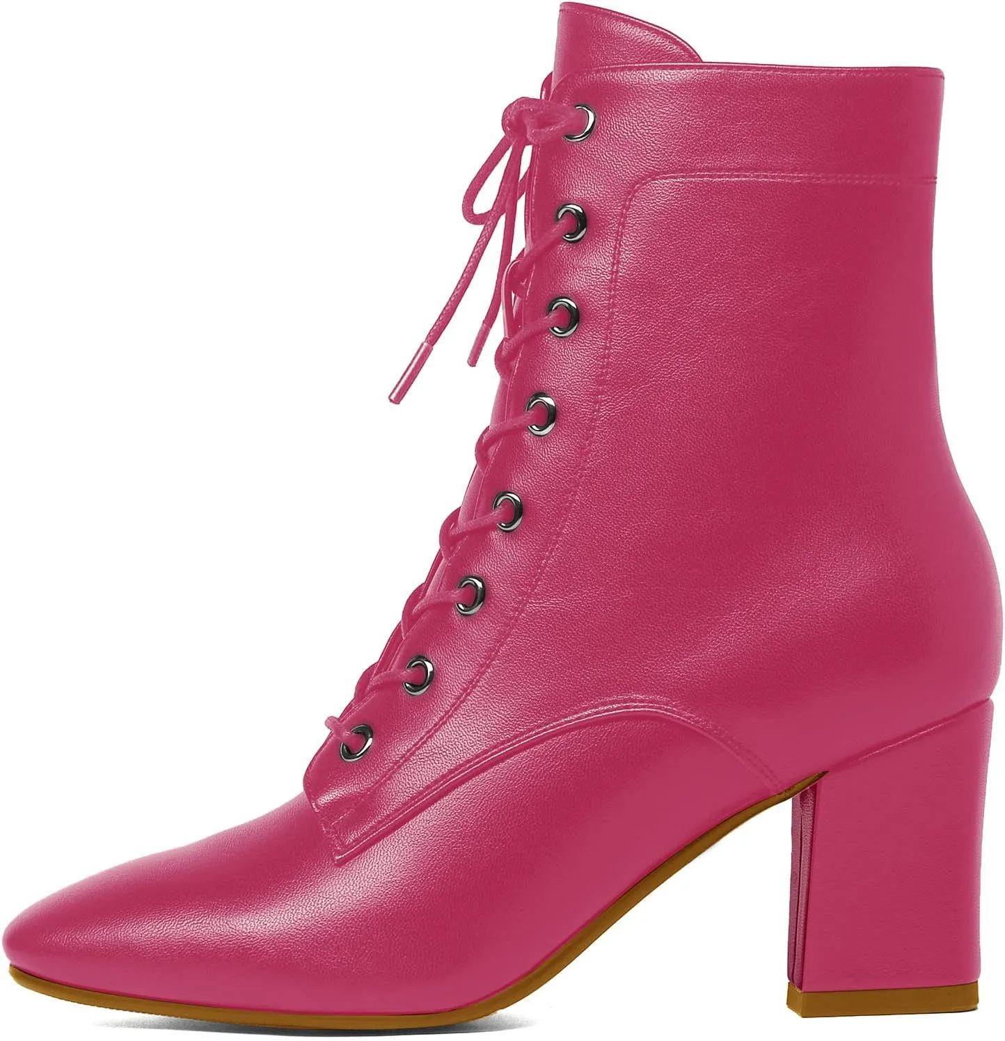 SEIFIN Women's Square Toe Chunky Heels Ankle Boots Block High Heeled Lace Up Short Booties Shoes