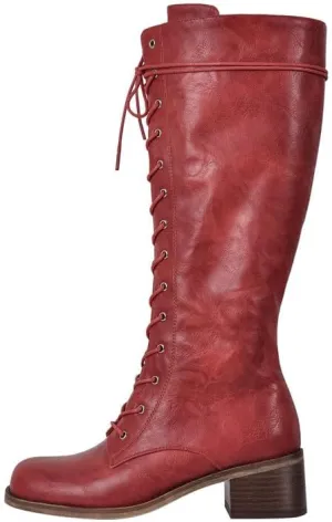 sexytag Women's Knee High Boots Lace up Riding Combat Wide Calf Boots
