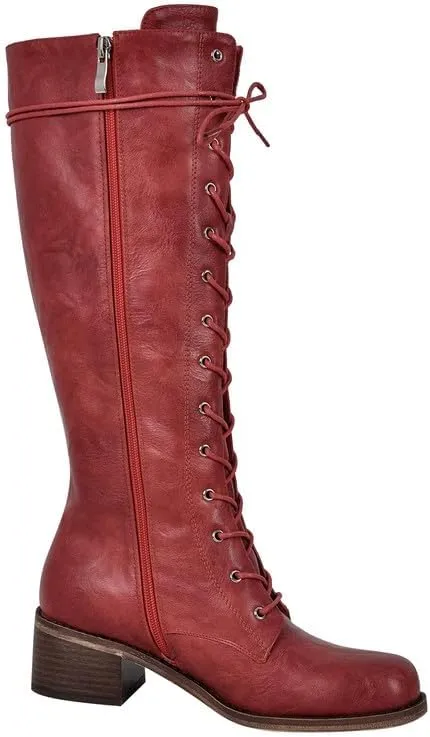 sexytag Women's Knee High Boots Lace up Riding Combat Wide Calf Boots