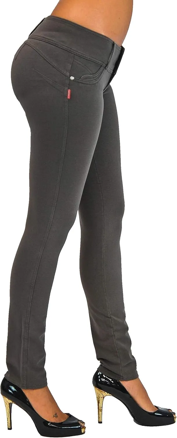 Shaping Pull On Butt Lift Push Up Yoga Pants Stretch Indigo Denim Skinny Jeans