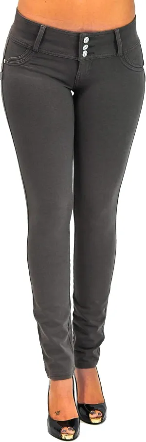 Shaping Pull On Butt Lift Push Up Yoga Pants Stretch Indigo Denim Skinny Jeans