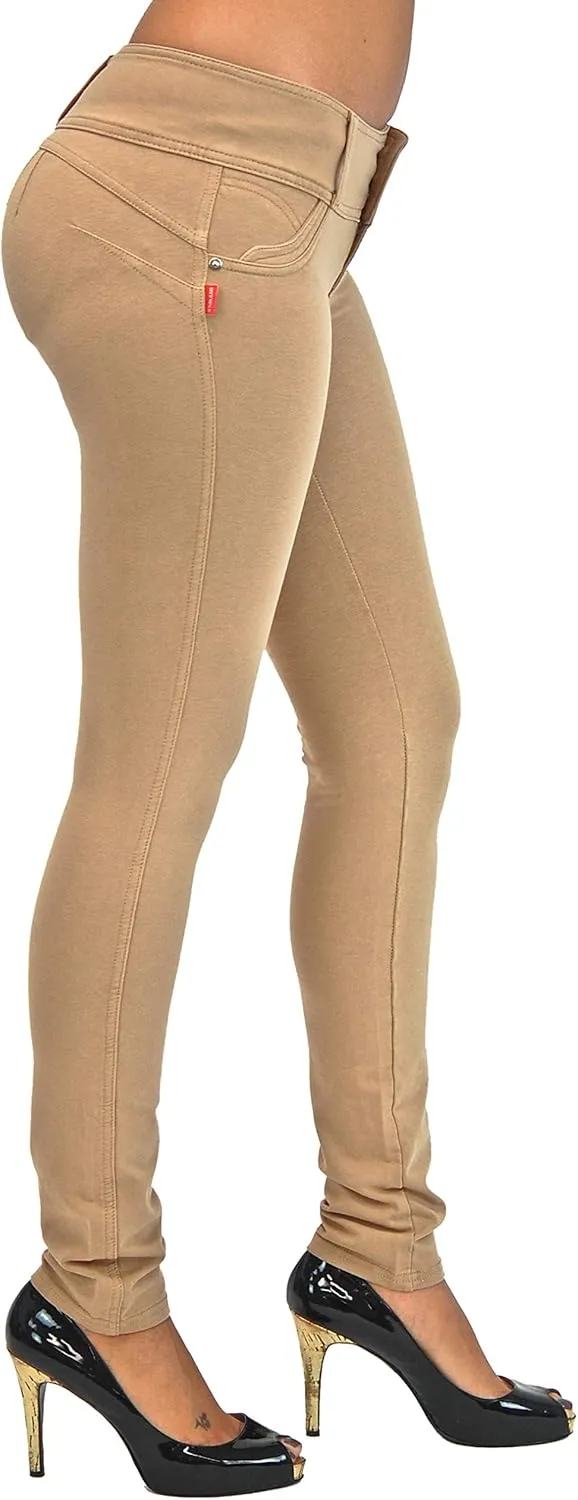 Shaping Pull On Butt Lift Push Up Yoga Pants Stretch Indigo Denim Skinny Jeans