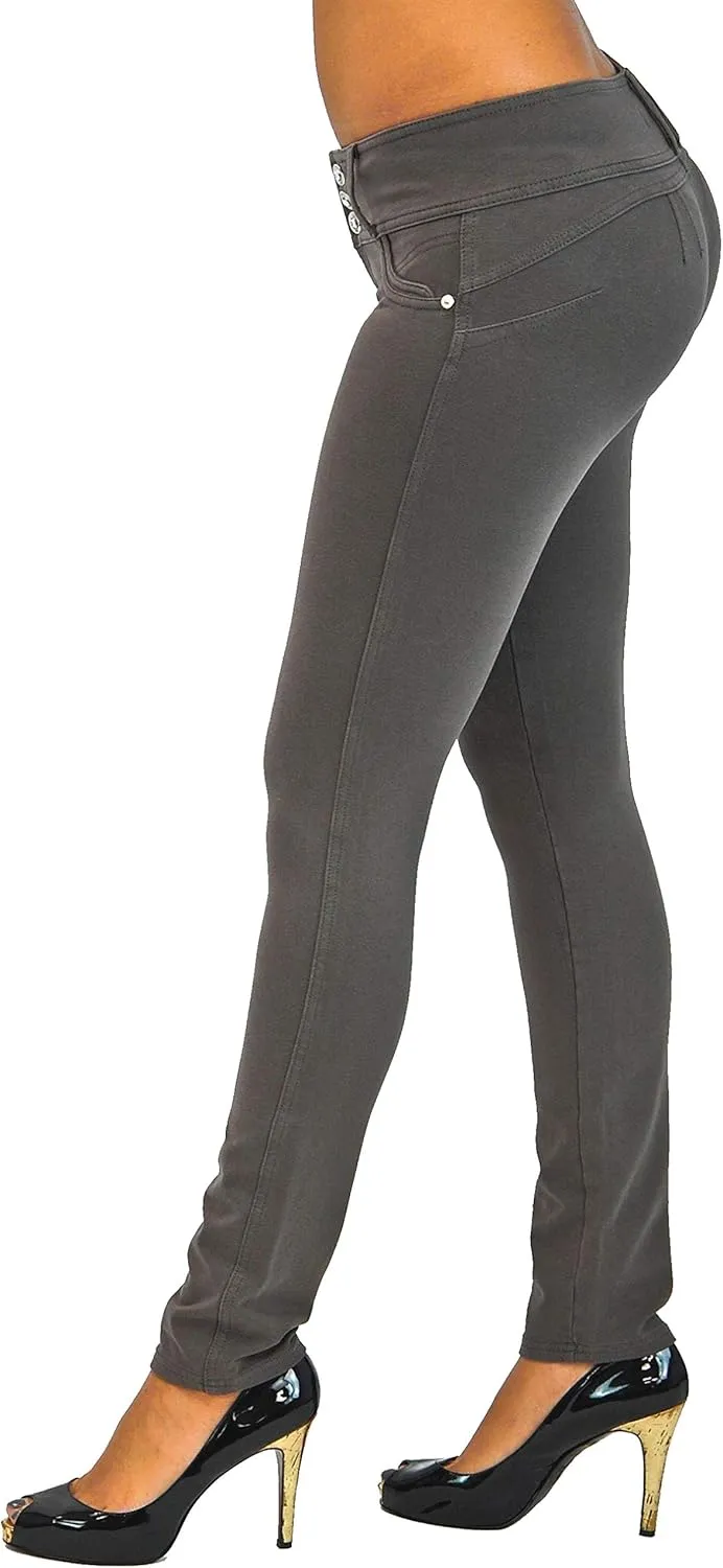 Shaping Pull On Butt Lift Push Up Yoga Pants Stretch Indigo Denim Skinny Jeans