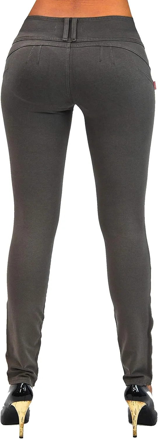 Shaping Pull On Butt Lift Push Up Yoga Pants Stretch Indigo Denim Skinny Jeans