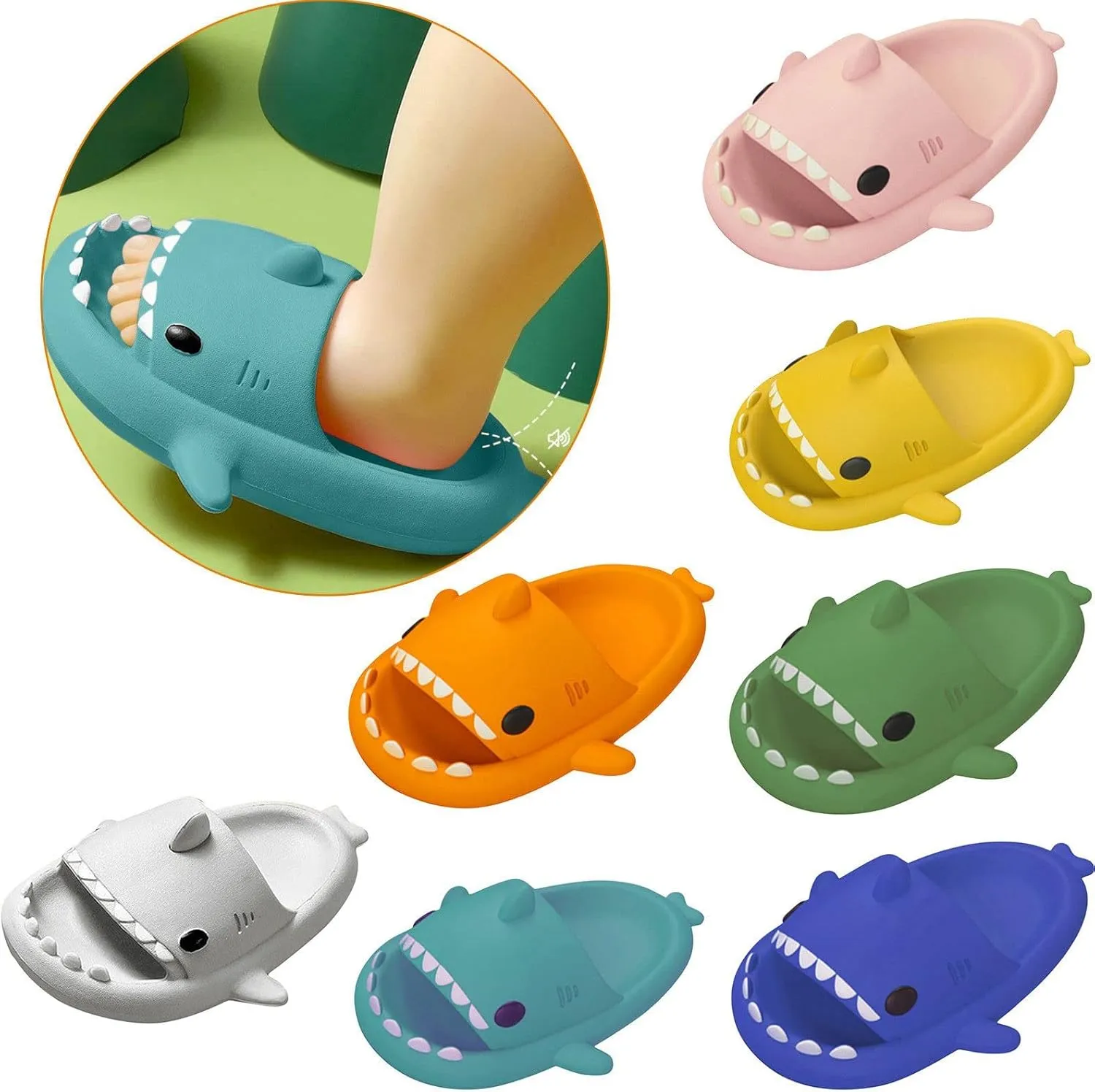 Shark Slides Shark Slippers for Adults and Children, Cute Cloud Pillow Slippers Funny Quick Drying Shower Shoes Shark Sandals Non Slip Slide Indoor Outdoor