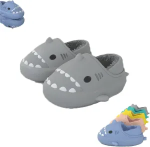 Shark Slides Winter, Fluffy Plush Slides, Adults & Kids Winter Nonslip Soft Comfy Cloud Slippers