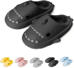 Shark Slides Winter, Fluffy Plush Slides, Adults & Kids Winter Nonslip Soft Comfy Cloud Slippers