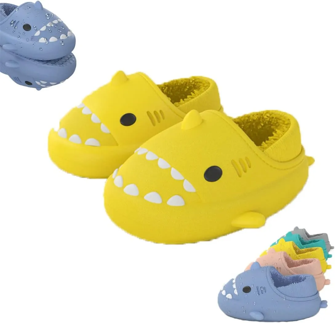 Shark Slides Winter, Fluffy Plush Slides, Adults & Kids Winter Nonslip Soft Comfy Cloud Slippers